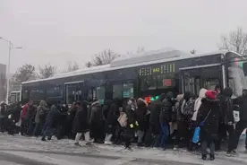 公交车外人挤人，他们在干嘛？图片