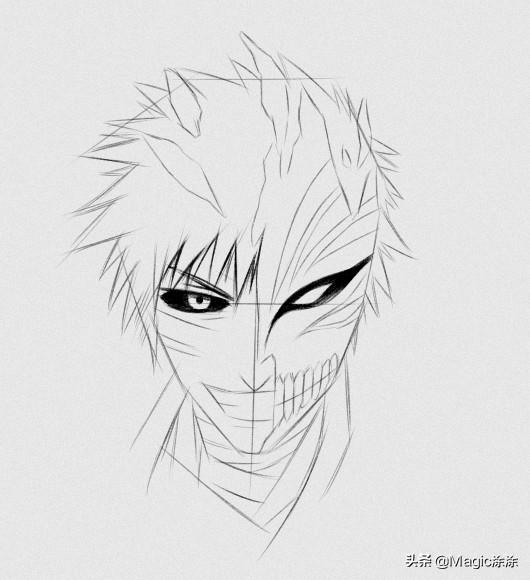 超详细步骤教你手绘一张死神黑崎一护 这眼神太帅气了