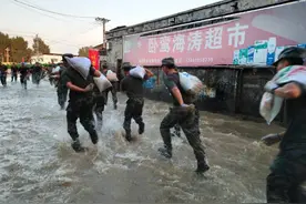 防止村庄二次受灾！子弟兵再次出动修筑堤坝图片