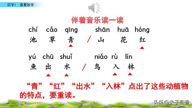 部编版一年级下册语文《春夏秋冬》知识点+图文讲解，给孩子预习