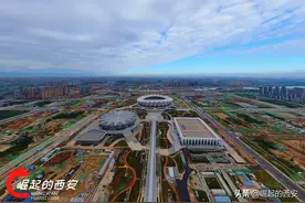 航拍西安浐灞生态区右岸建设进展图片