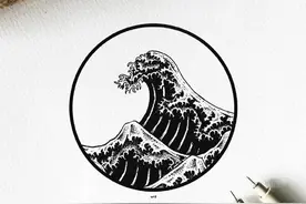 黑白针管笔 | 海浪图片