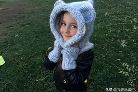 巧手妈妈帮宝贝织暖帽，一款儿童连脖小熊帽教程，脑袋脖子都不冷图片