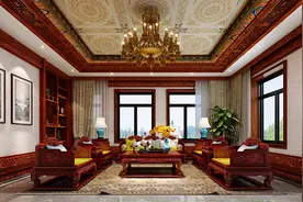 上海土豪的315㎡别墅，以红木装修为主，入户第一眼，是纸醉金迷图片