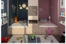 儿童房别装上下铺了，大床中间打柜子，一分为二变两床，好看省地图片