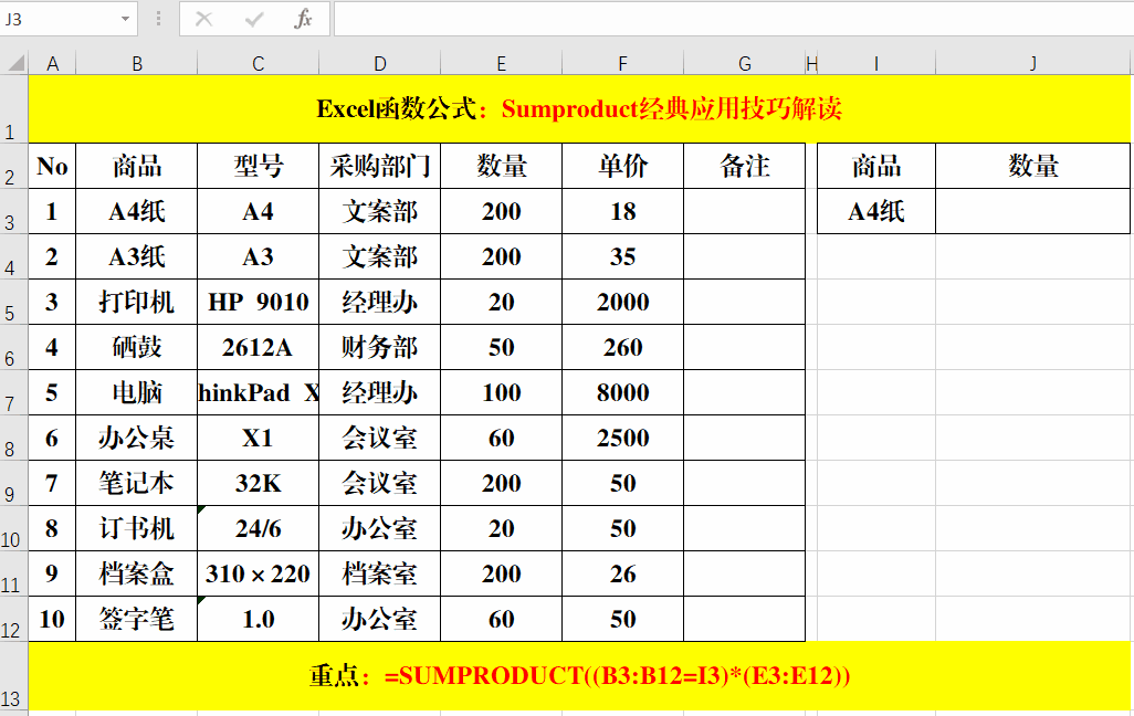 Excel函数之Sumproduct，7个经典用法，你真的都了解吗？