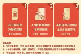 小米手机迎三大福利！99元换电池、4.9折换屏、碎屏保5折图片