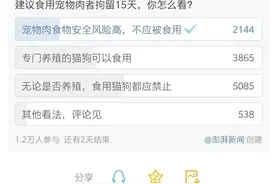 代表建议食用宠物肉拘留15天，网友投票超六成赞成应禁食图片