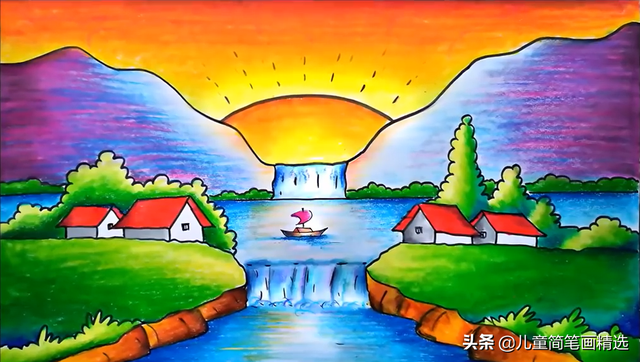 儿童简笔画精选-彩色风景画绘画步骤