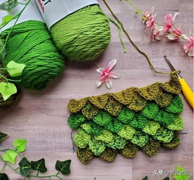 温暖毛线钩鱼鳞的方法