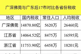 2020年广东各市国内税收收入，广深佛莞超江苏全省税收总和图片