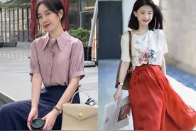 立秋，“小衫+裙子”这样装扮，“不露大腿”一样显嫩显腿长图片