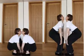 孙俪贴墙蹲动作练了好几年，缓解腰痛、颈部僵硬的拉伸动作图片