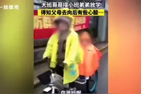 大班哥哥蹬三轮车接小班弟弟放学  交警：危险图片