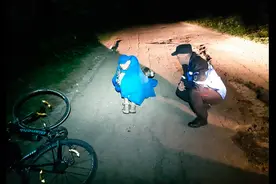 车手在山区意外骨折，一只流浪狗主动靠近给他取暖，事后悄悄离开图片