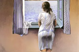 窗外，达利的名画“站在窗边的女孩”图片