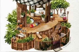 一组好看的水彩小房子，住在里面幸福感都会提升吧图片