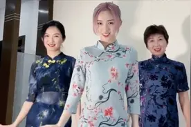祖孙三人同穿旗袍跳舞，孙女时髦妈妈气质，还是67岁外婆最有韵味图片