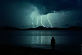 美丽的天空配上多彩斑斓的闪电图片