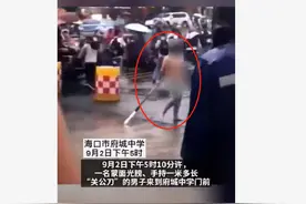 海南校门口男子光膀耍大刀，头戴面罩如劫匪，警方抓获嫌疑人图片