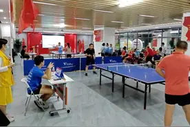 江海区举行“勇于‘乒’博，燃烧你我”企业乒乓球比赛图片
