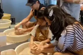章子怡一家做陶艺，醒宝放言要装米饭？汪峰做的还没有女儿好图片