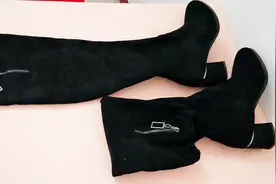 绒面高筒靴下滑怎么办？分享不掉靴的妙招，正反面都无痕，真美视频封面