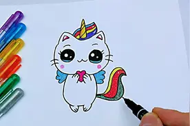 儿童学画画基础入门，简笔画视频教程，可爱的小猫简单画法