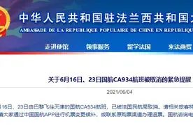 中国驻法大使馆发布航班取消紧急提醒图片
