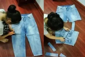 随意剪大人的衣服，这个8岁小女孩不但没挨打，还红了图片