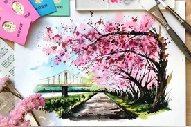 艺术家环游世界，写生簿上精美的水彩画手帐，浪漫而富有表现力图片