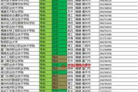 2020年福建专科批次文科录取最低分/最低位次排名图片