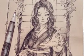 黑白 | 繁复的铅笔人物稿~透着日系手绘风的飒爽图片