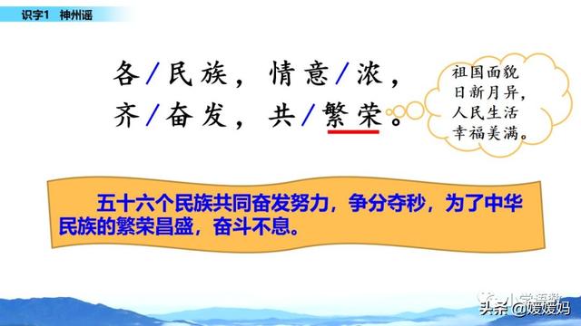 二年级下册语文识字1《神州谣》图文详解及同步练习