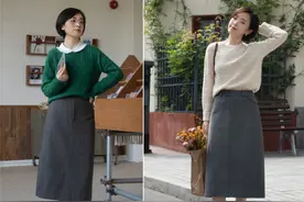 冬天请一定要这样穿：针织衫+呢子裙，洋气显瘦，尤其适合胖女生图片