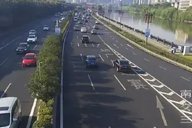 9月6日9:30南京路况，应天高架赛虹桥立交西向东方向临时交通管控图片