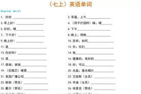 奇速英语：初一到初三上册单词默写版(附电子版)图片