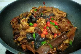 鸡鸭肉吃腻了，来点鹅肉尝尝鲜，东北名菜铁锅炖大鹅，香喷入味图片