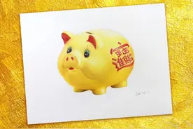色铅彩绘 | 金猪储钱罐图片