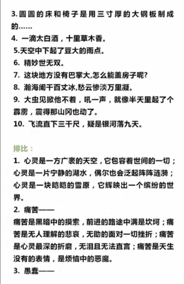 小学阶段常用修辞手法及作用，举例语句，必考题型，收藏备用