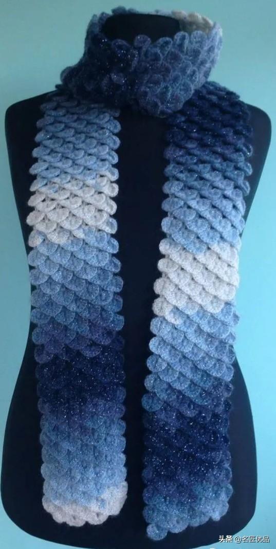 温暖毛线钩鱼鳞的方法