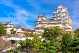 姬路城城堡建造在海拔45.6米的姬山之颠，成为知名景点图片