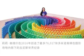 十万块多米诺骨牌1天拼成超级马力欧 创造吉尼斯新世界纪录图片