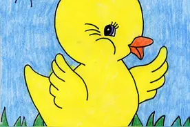 幼儿简笔画，蜡笔画一只小鸡宝宝的技巧，好看又可爱图片