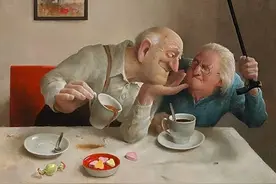 一生所爱，愿你也能像画中这对老人那样和深爱的TA携手到白头图片