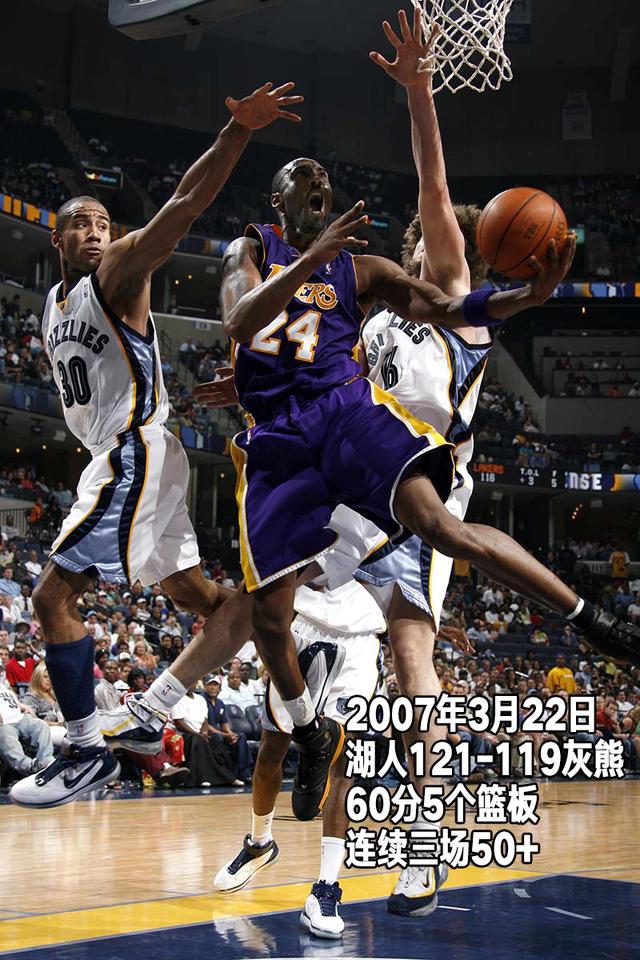 科比生涯第11季24佳比赛 单场65分10次50+
