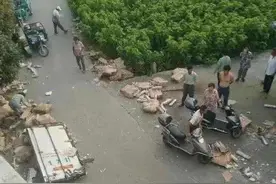 货车翻车7吨猪肉遭哄抢！后续来了：5人被行拘图片