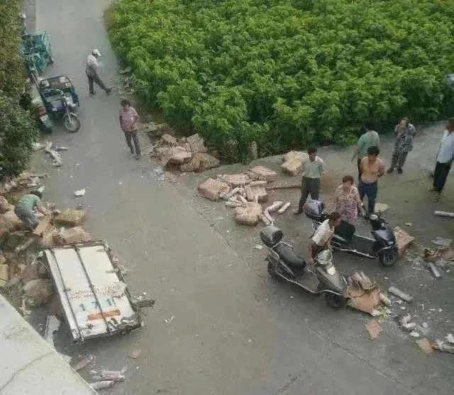 货车翻车7吨猪肉遭哄抢!后续来了:5人被行拘