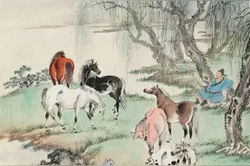 名家精品国画《八骏图》欣赏图片