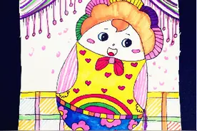 创意少儿美术教程丨创意儿童画/线描画：不倒翁图片
